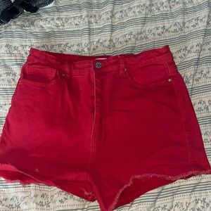Super cute red jean shorts!